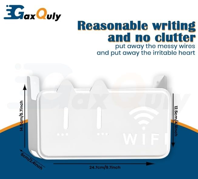 GaxQuly Self-Adhesive WiFi Storage Box, WiFi Router Holder Case Wall Mount-Universal Wall Shelf for Modem, Set-Top Box, Smart Devices-Space-Saving Cable Organizer Stand for Home & Office (Multicolor) - Image 2