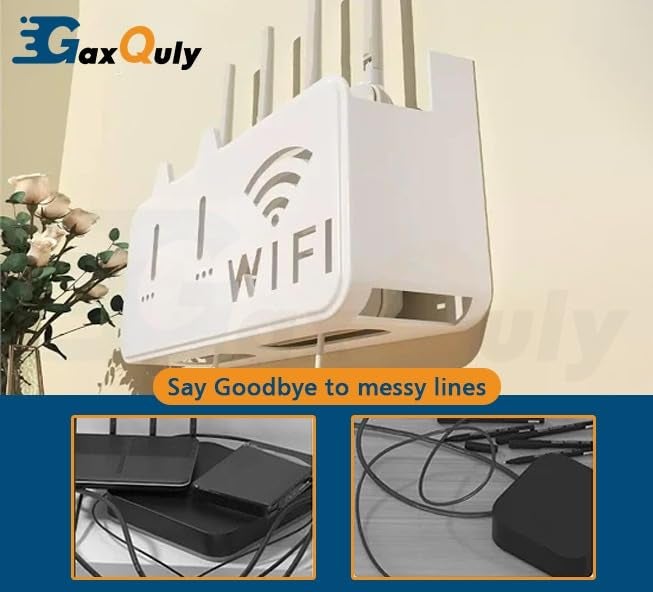 GaxQuly Self-Adhesive WiFi Storage Box, WiFi Router Holder Case Wall Mount-Universal Wall Shelf for Modem, Set-Top Box, Smart Devices-Space-Saving Cable Organizer Stand for Home & Office (Multicolor) - Image 4