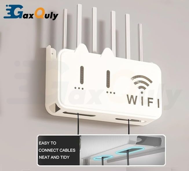 GaxQuly Self-Adhesive WiFi Storage Box, WiFi Router Holder Case Wall Mount-Universal Wall Shelf for Modem, Set-Top Box, Smart Devices-Space-Saving Cable Organizer Stand for Home & Office (Multicolor) - Image 5