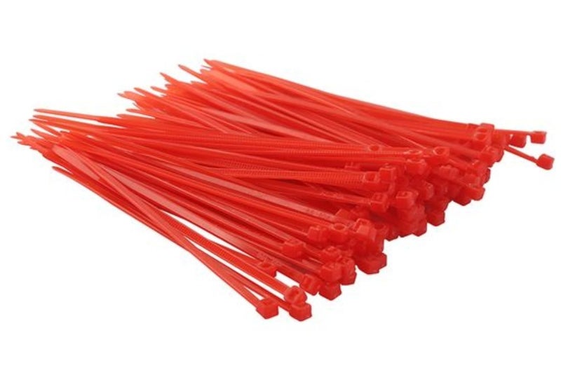 Qviz Cable Tie Cord (20cm Nylon Cable Ties Durable Adjustable Self-Locking Cable Ties for Home, Office, Garage, Workshop 100 Pack, Red)