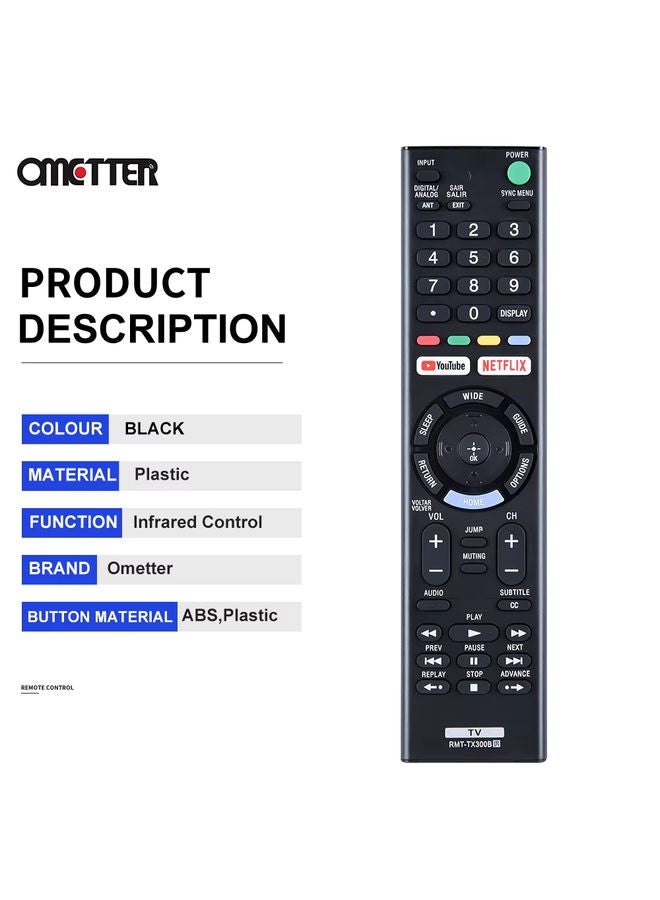 OMETTER RMT-TX300B Fit for Sony Remote Control LCD TV KD-49X705E KD-55X705E KD-43X705G KD-49X705G RMT tx300b