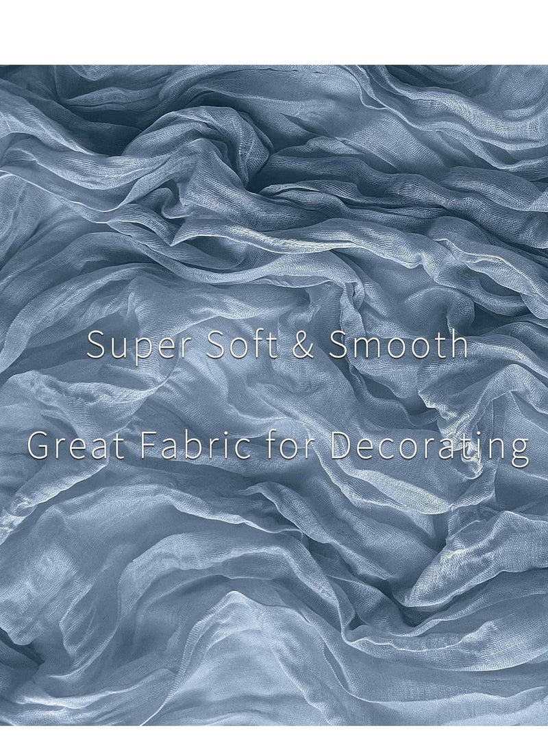 Hoasis 90*400CM Table Runners, Boho Gauze Table Runner, Translucent Table Runner Chessian Tablecloth for Wedding Reception Bridal Shower Party Decoration Table Centerpiece (Blue) - Image 3