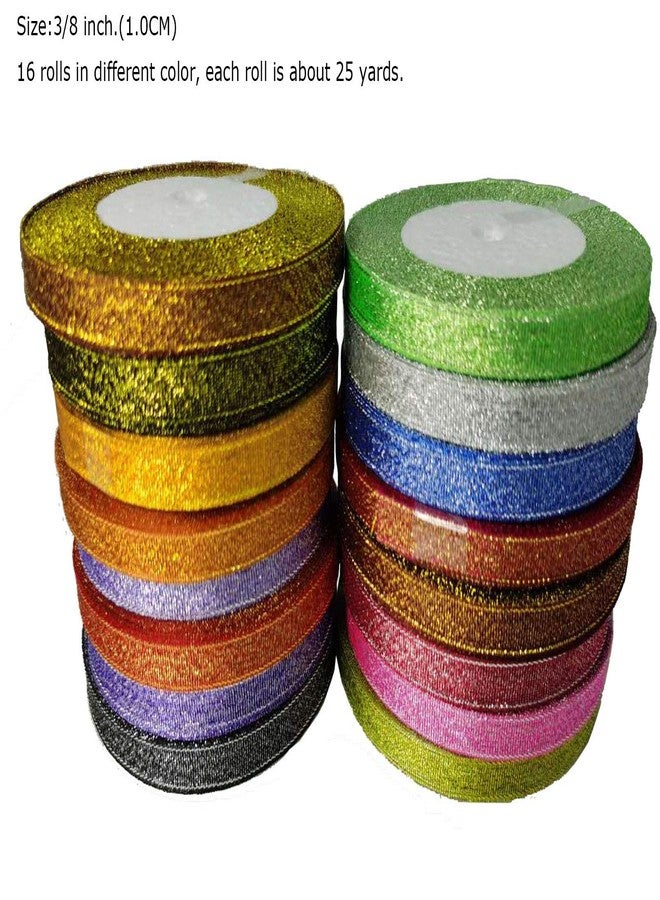 JESEP Glitter Ribbon 3/8 inch 400 Yards Sparkly Metallic Sheer Organza Ribbon for Jewelry Bows, Gift Wrapping, Home Decoration, Party Ornaments & Favor (10mm) - Image 4