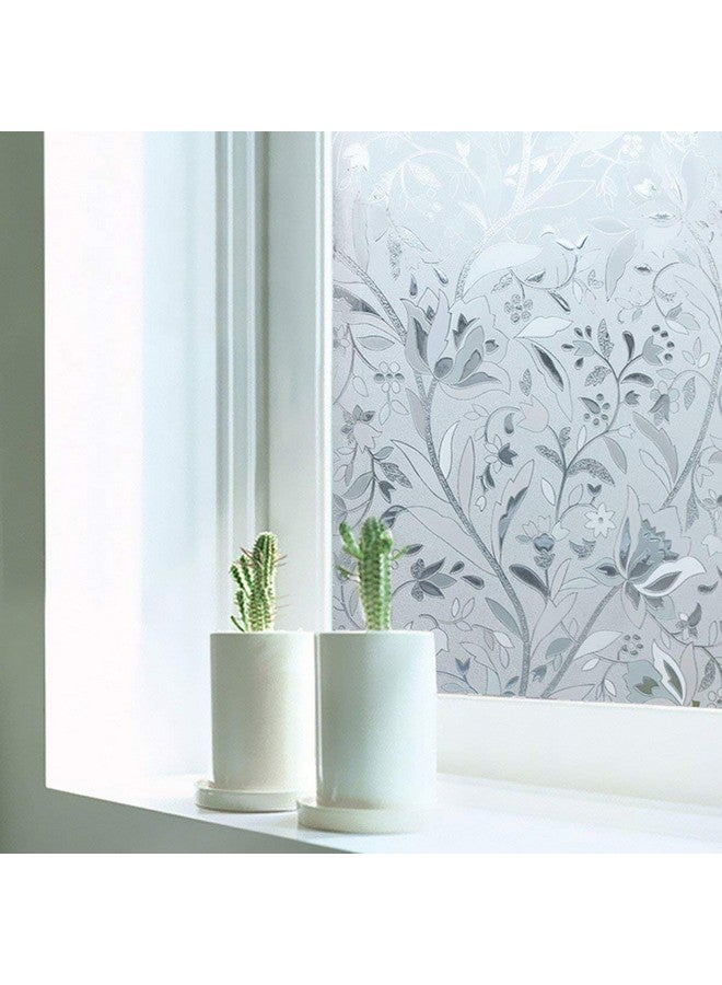 WISDOM Window Glass Decorative Frosted Film Heat Control Film Self Adhesive Window Frosted Film (24" x 96, Glass Flower Frosted) - Image 2