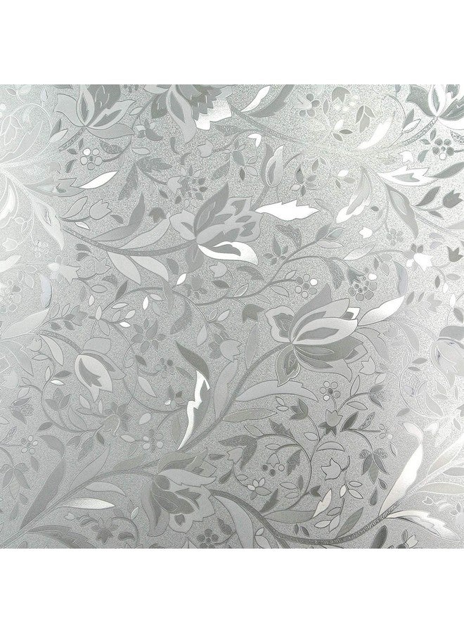 WISDOM Window Glass Decorative Frosted Film Heat Control Film Self Adhesive Window Frosted Film (24" x 96, Glass Flower Frosted) - Image 1