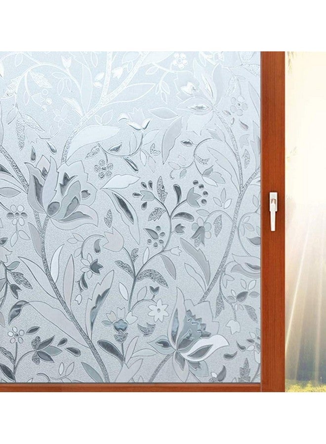 WISDOM Window Glass Decorative Frosted Film Heat Control Film Self Adhesive Window Frosted Film (24" x 96, Glass Flower Frosted) - Image 3