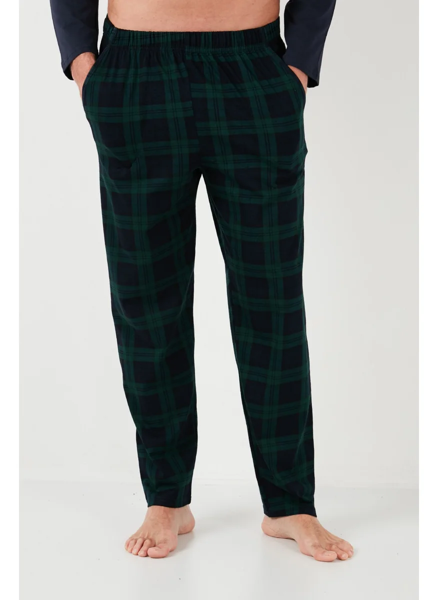 Buratti Plaid Cotton Regular Fit Long Sleeve Men's Pajama Set with Elastic Waist 6572003