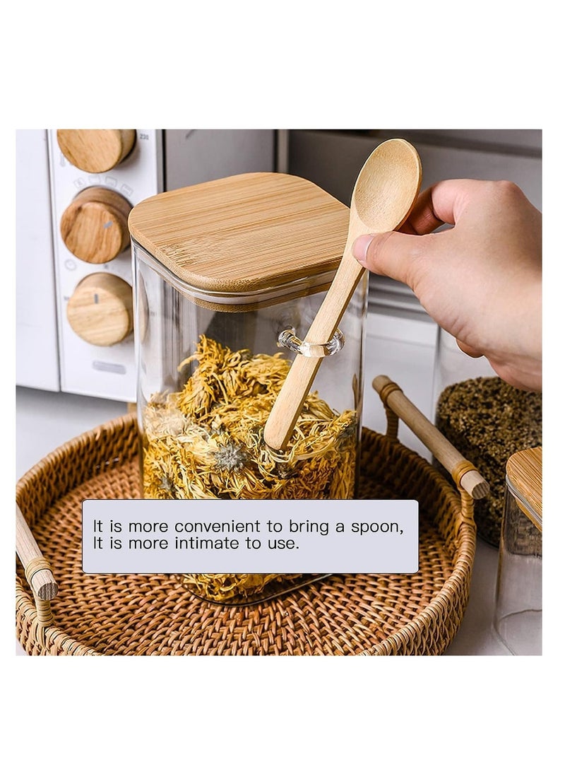 1Chase Set of 3- 1000 ML Borosilicate Glass Food Storage Jar with Bamboo Lid and Spoon - Image 3
