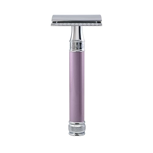 Edwin Jagger DELHEBLAMZ Classic Long Handled Double Edge Manual Eco-Friendly and Reusable Safety Razor for Men and Women for Shaving cream or Soap Fits All DE Razor Blades (Heather) - Image 1