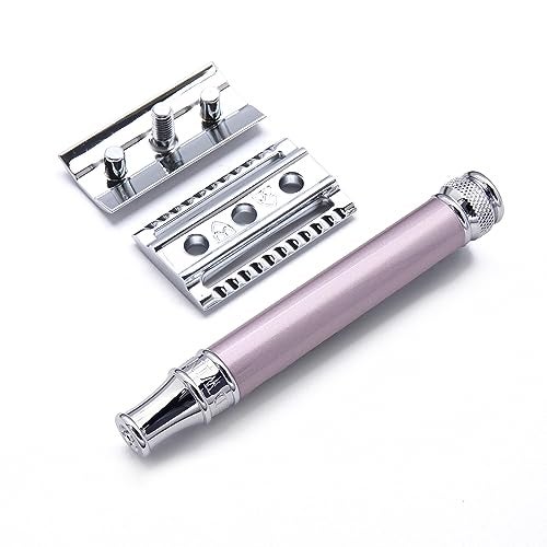 Edwin Jagger DELHEBLAMZ Classic Long Handled Double Edge Manual Eco-Friendly and Reusable Safety Razor for Men and Women for Shaving cream or Soap Fits All DE Razor Blades (Heather) - Image 3