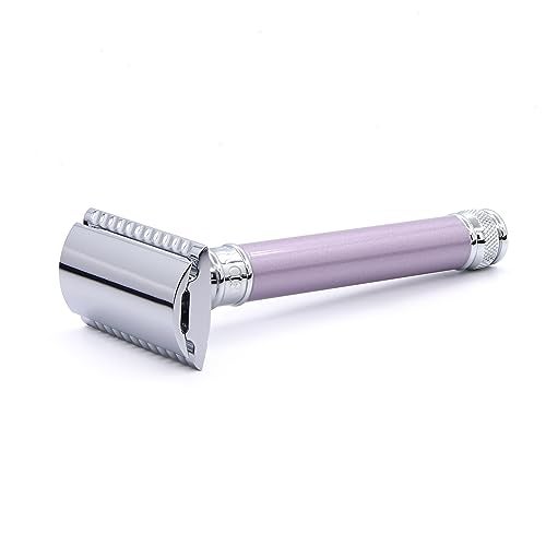 Edwin Jagger DELHEBLAMZ Classic Long Handled Double Edge Manual Eco-Friendly and Reusable Safety Razor for Men and Women for Shaving cream or Soap Fits All DE Razor Blades (Heather) - Image 2