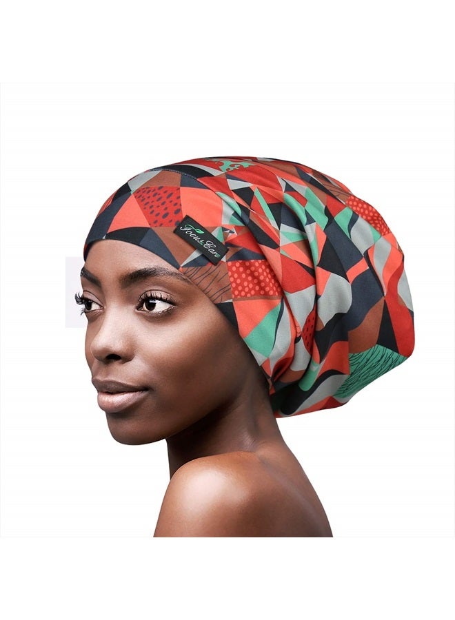 FocusCare Satin Cap for Curly Hair Sleeping Silk Adjustable Red - Image 1