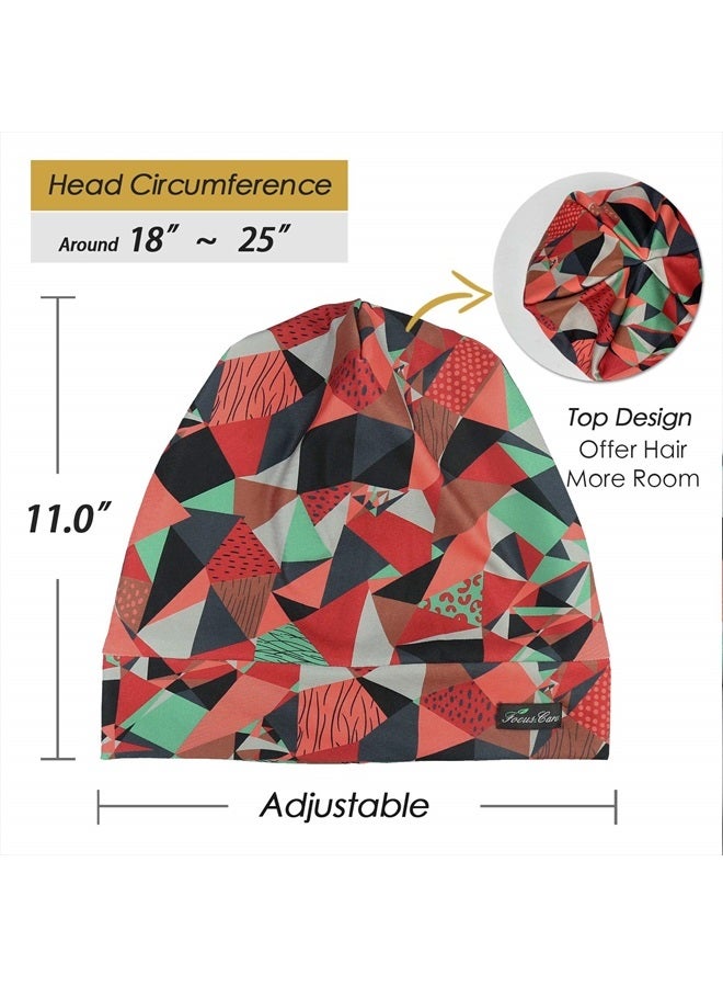 FocusCare Satin Cap for Curly Hair Sleeping Silk Adjustable Red - Image 5