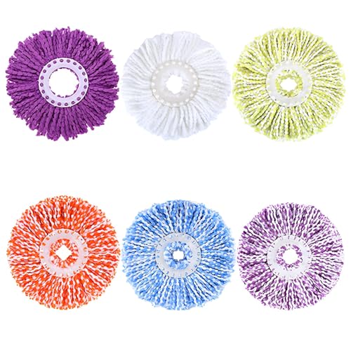 YOQXHY 6 Pack Spin Mop Replacement Heads, (6.3 Inch,Round) Microfiber Mop Refills Compatible with Hurricane, Mopnado, Casabella, Magic and Other 360 Spin Mop Systems, (6 Colors) - Image 1