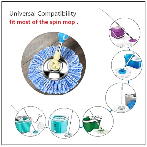 YOQXHY 6 Pack Spin Mop Replacement Heads, (6.3 Inch,Round) Microfiber Mop Refills Compatible with Hurricane, Mopnado, Casabella, Magic and Other 360 Spin Mop Systems, (6 Colors) - Image 4