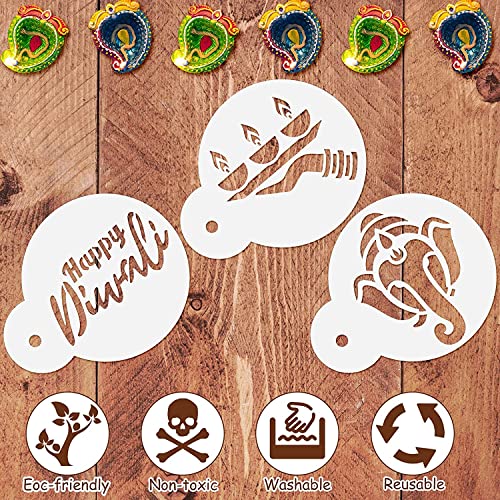 Ivana's 20 Pieces Happy Diwali Cookie Stencils Cookies Baking Painting Molds Cookies Baking Templates Decoration Reusable Plastic Drawing Painting Stencils Plastic Cake Decorating Molds for Baking DIY Craft - Image 3
