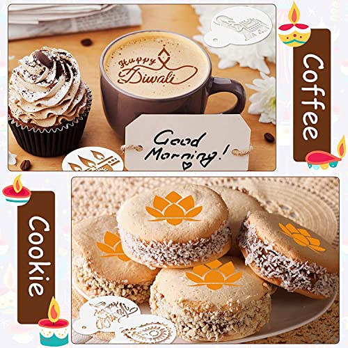 Ivana's 20 Pieces Happy Diwali Cookie Stencils Cookies Baking Painting Molds Cookies Baking Templates Decoration Reusable Plastic Drawing Painting Stencils Plastic Cake Decorating Molds for Baking DIY Craft - Image 5