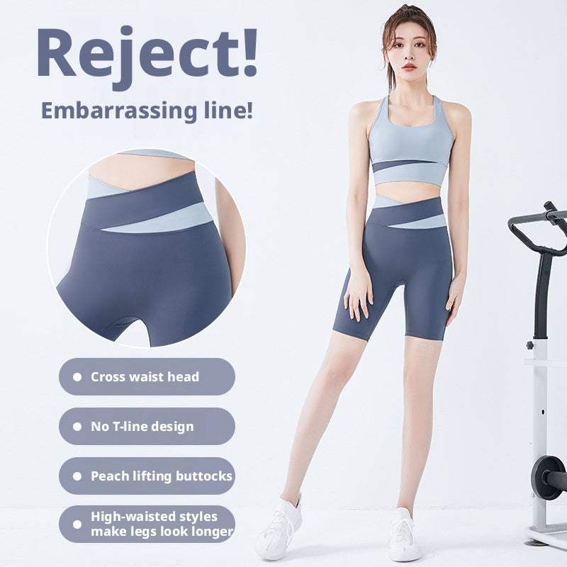 Women's Yoga Fitness Set with Sports Bra, Short Sleeve Top and High Waist Leggings - Image 3