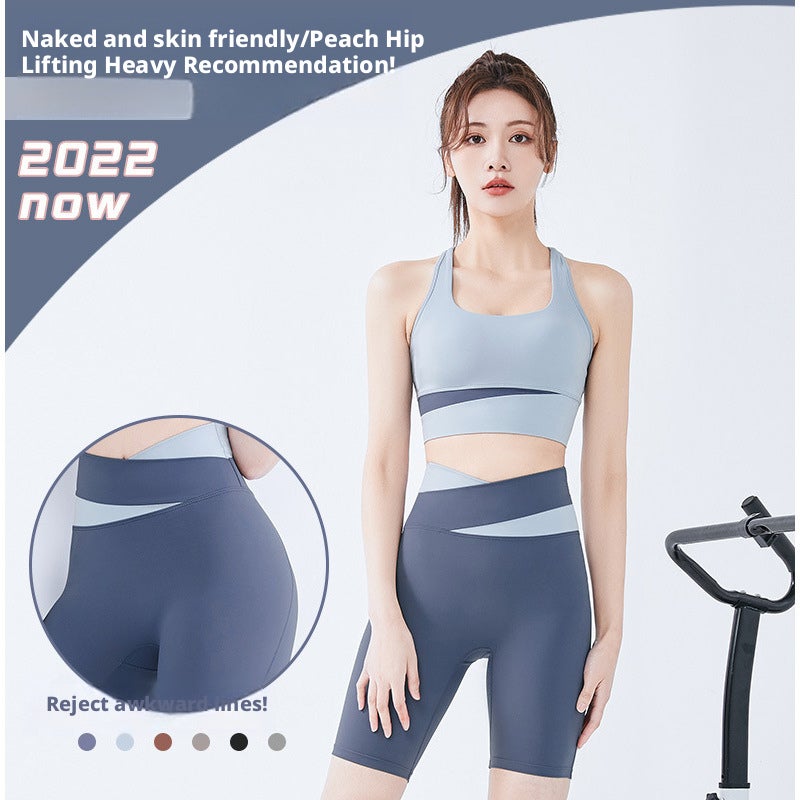Women's Yoga Fitness Set with Sports Bra, Short Sleeve Top and High Waist Leggings - Image 4