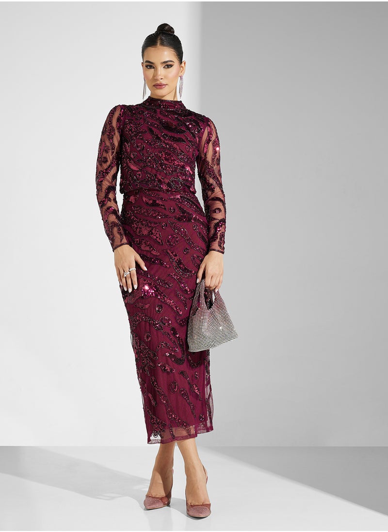Amelia Rose High neck sequin maxi dress  - Image 1