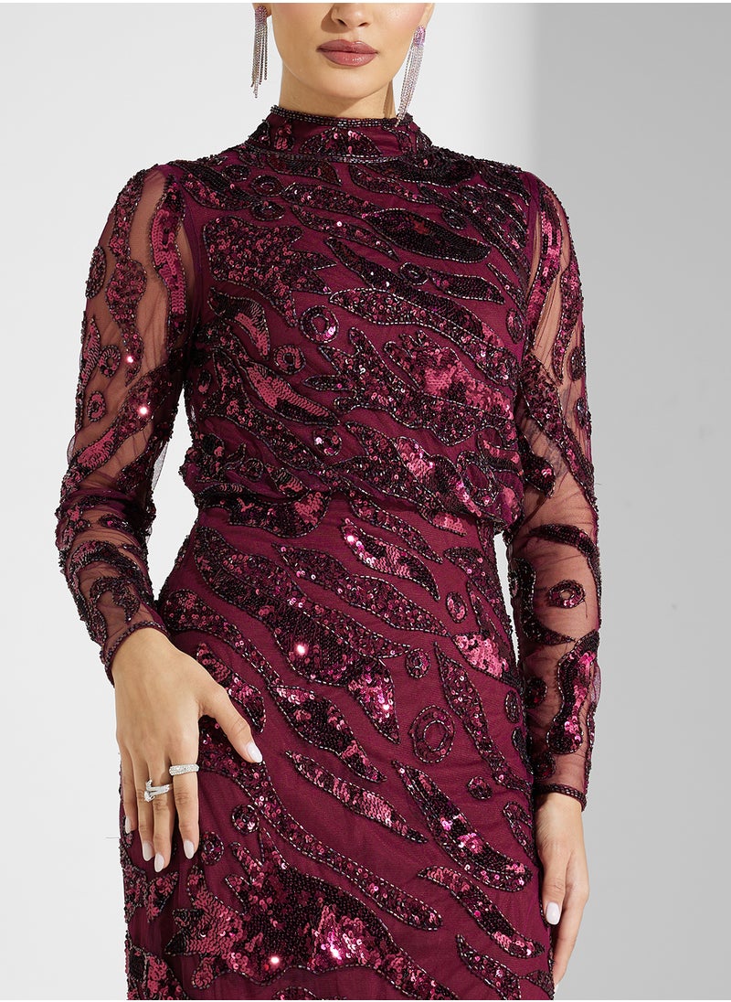 Amelia Rose High neck sequin maxi dress  - Image 3