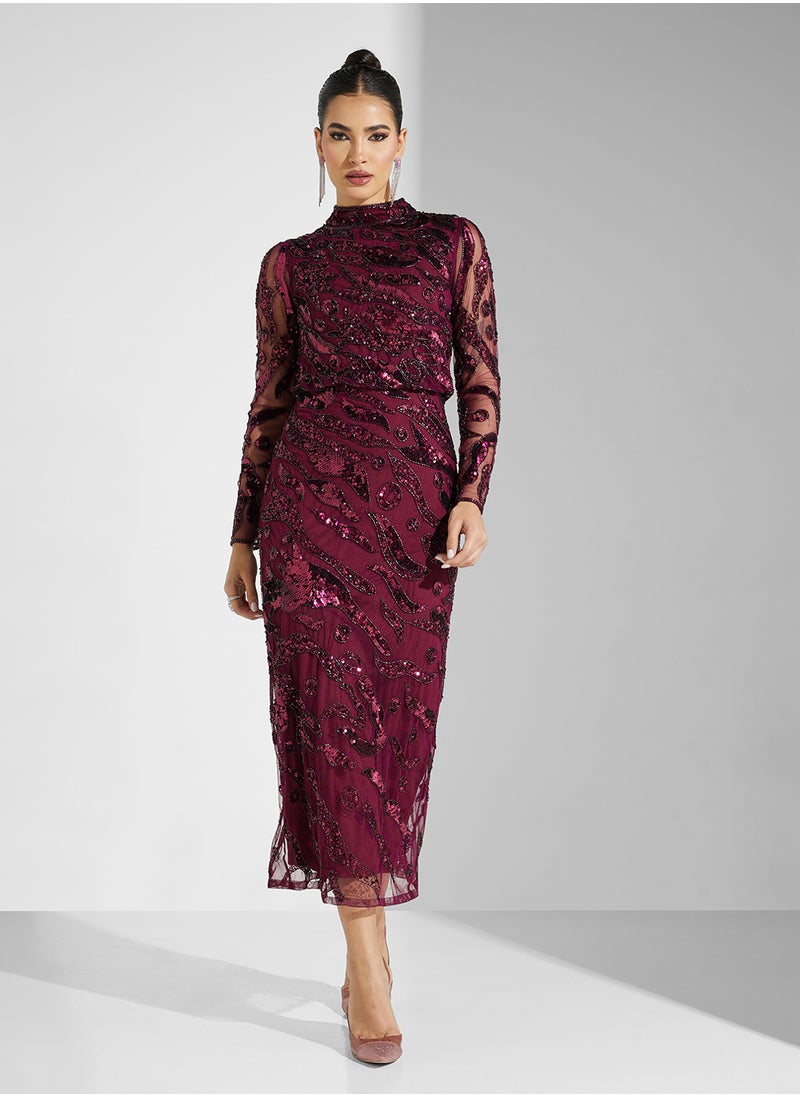 Amelia Rose High neck sequin maxi dress  - Image 4