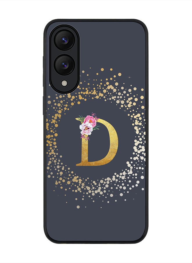 Stylizedd For Samsung Galaxy S25 Edge Case,Slim fit Camera Protection, Shockproof Thin Phone cover  - Custom Monogram Floral - D  (Grey )