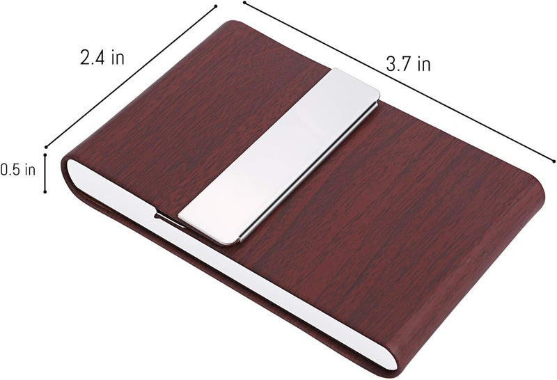DMFLY Business Card Holder, Business Card Case, Business Card Holder for Women and Men, Business Card Holder for Purse, Business Card Case Women, Magnetic Shut, Coffee - Image 4