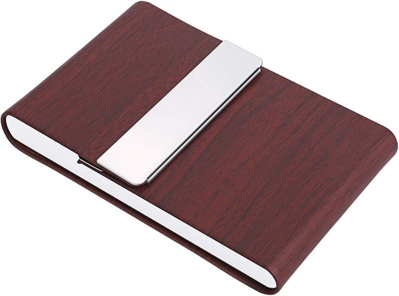 DMFLY Business Card Holder, Business Card Case, Business Card Holder for Women and Men, Business Card Holder for Purse, Business Card Case Women, Magnetic Shut, Coffee - Image 2