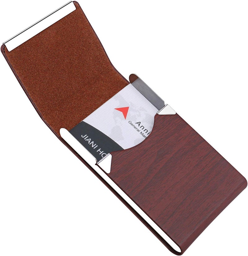 DMFLY Business Card Holder, Business Card Case, Business Card Holder for Women and Men, Business Card Holder for Purse, Business Card Case Women, Magnetic Shut, Coffee - Image 5