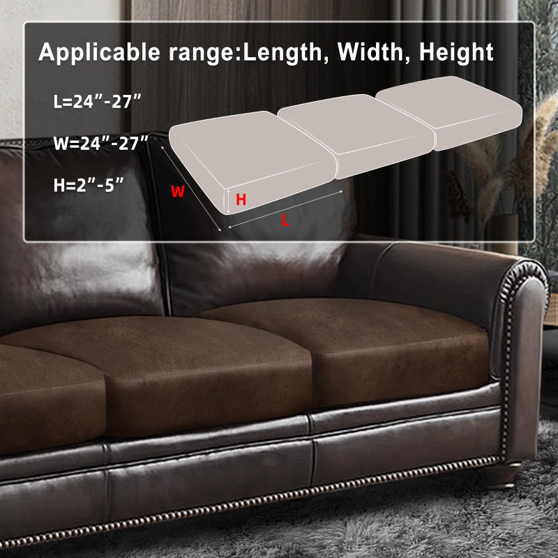 ANARACHON Leather Look Couch Cushion Covers Sofa Seat Slipcovers Sets Couches Furniture Protector for Sectional Armchair Loveseat Pets Kids Stretch Spandex Fabric(3 Cushion Sofa, Brown) - Image 3