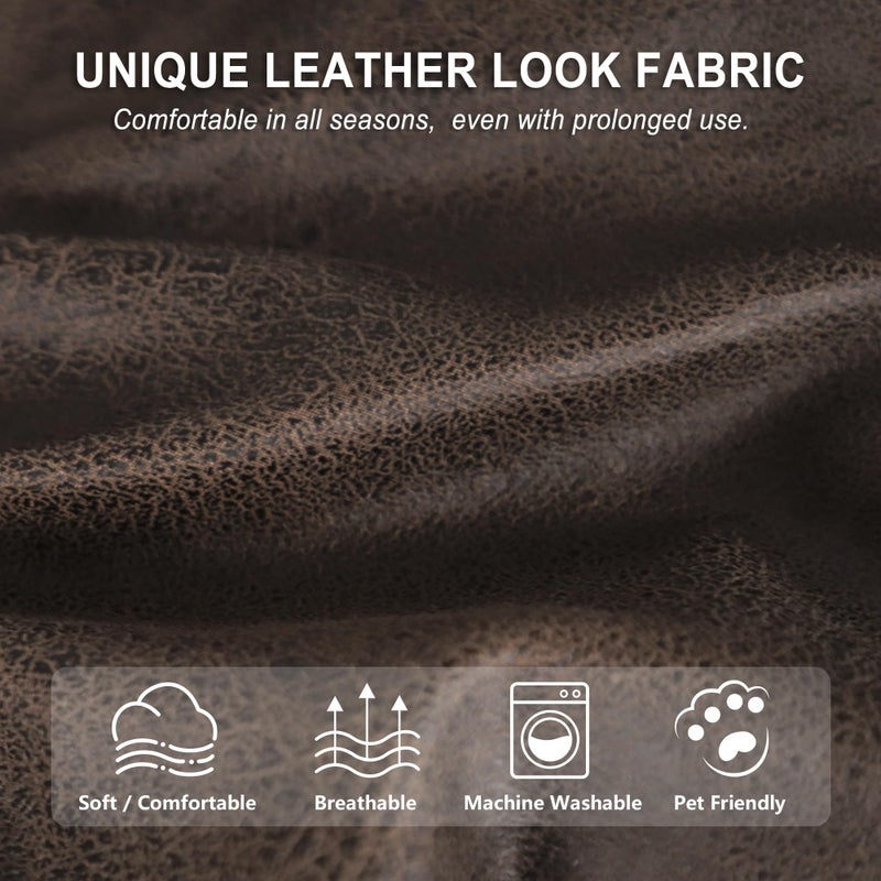 ANARACHON Leather Look Couch Cushion Covers Sofa Seat Slipcovers Sets Couches Furniture Protector for Sectional Armchair Loveseat Pets Kids Stretch Spandex Fabric(3 Cushion Sofa, Brown) - Image 4