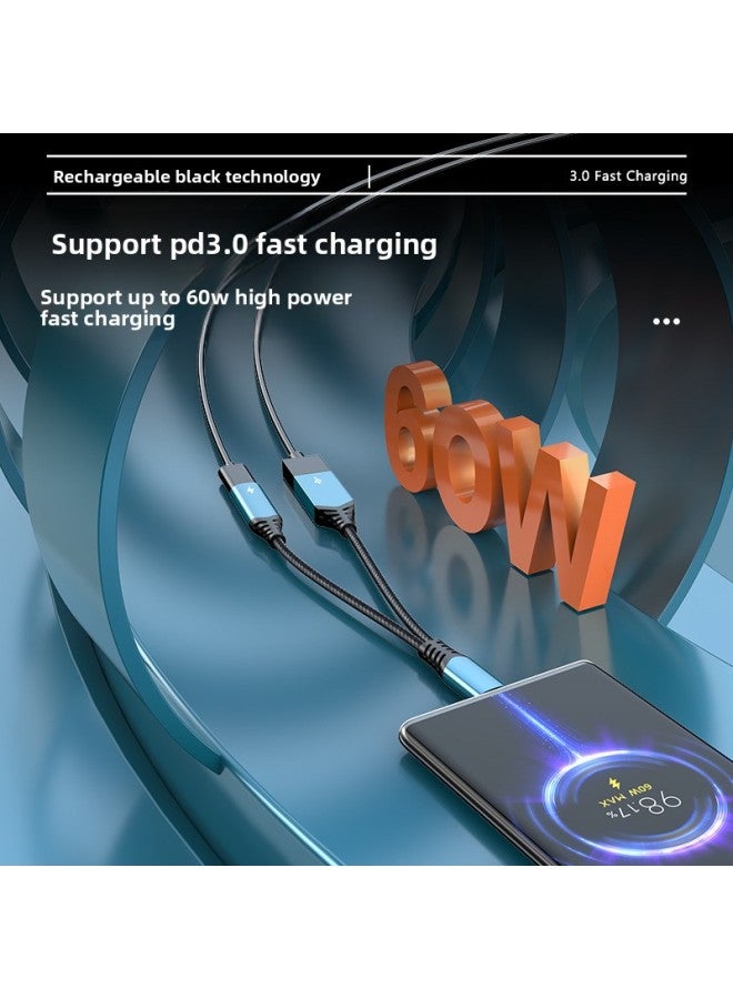 Type-c To USB3.0 Two-in-one Multi-function Adapter Cable PD60W Fast Charge + OTG For Ipad-Interface Form:type-c-OTG Line-PD60W Fast Charge [Orange Gray]]