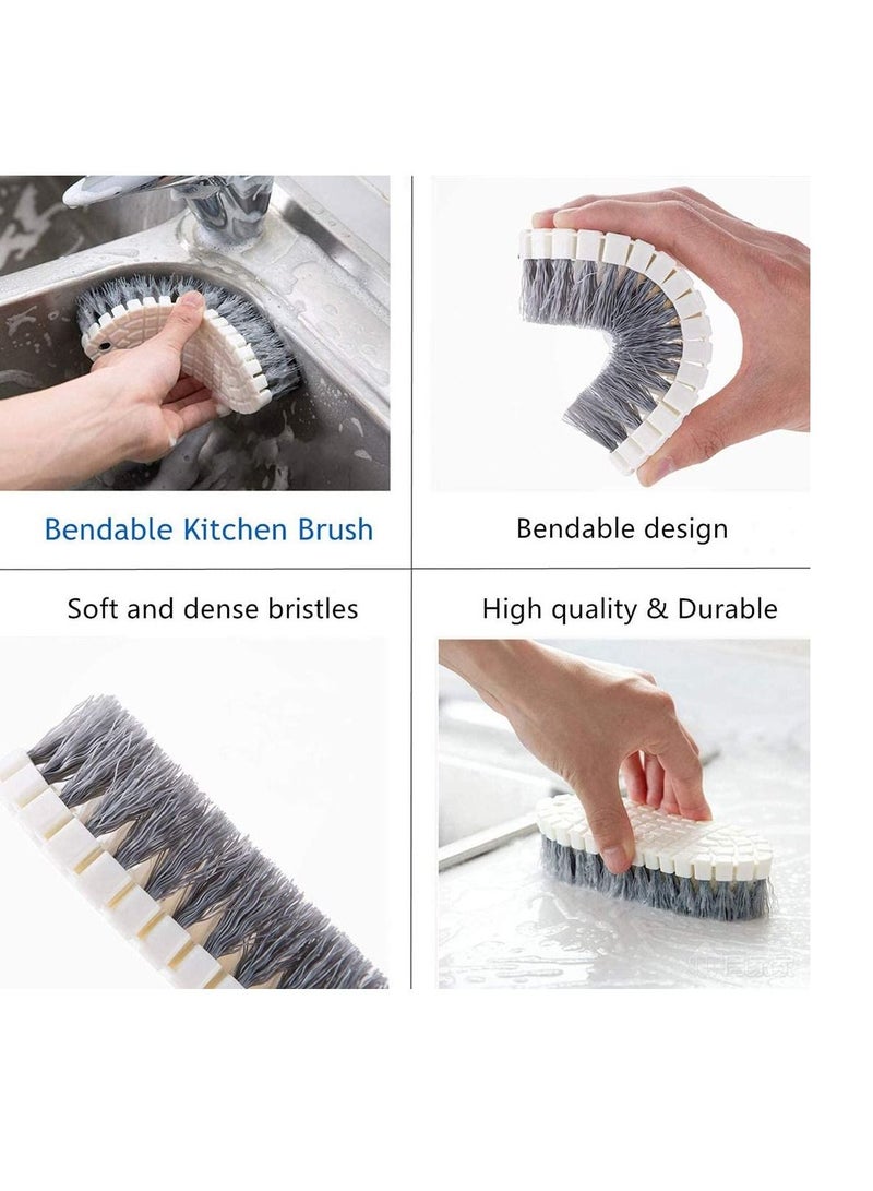 SYOSI Dish Brush Steel Ball Pot Brush Kitchen Crevice Cleaning Brush with Scraper Bathroom Scrub Brush 5PCS Handle Brushes - Image 2