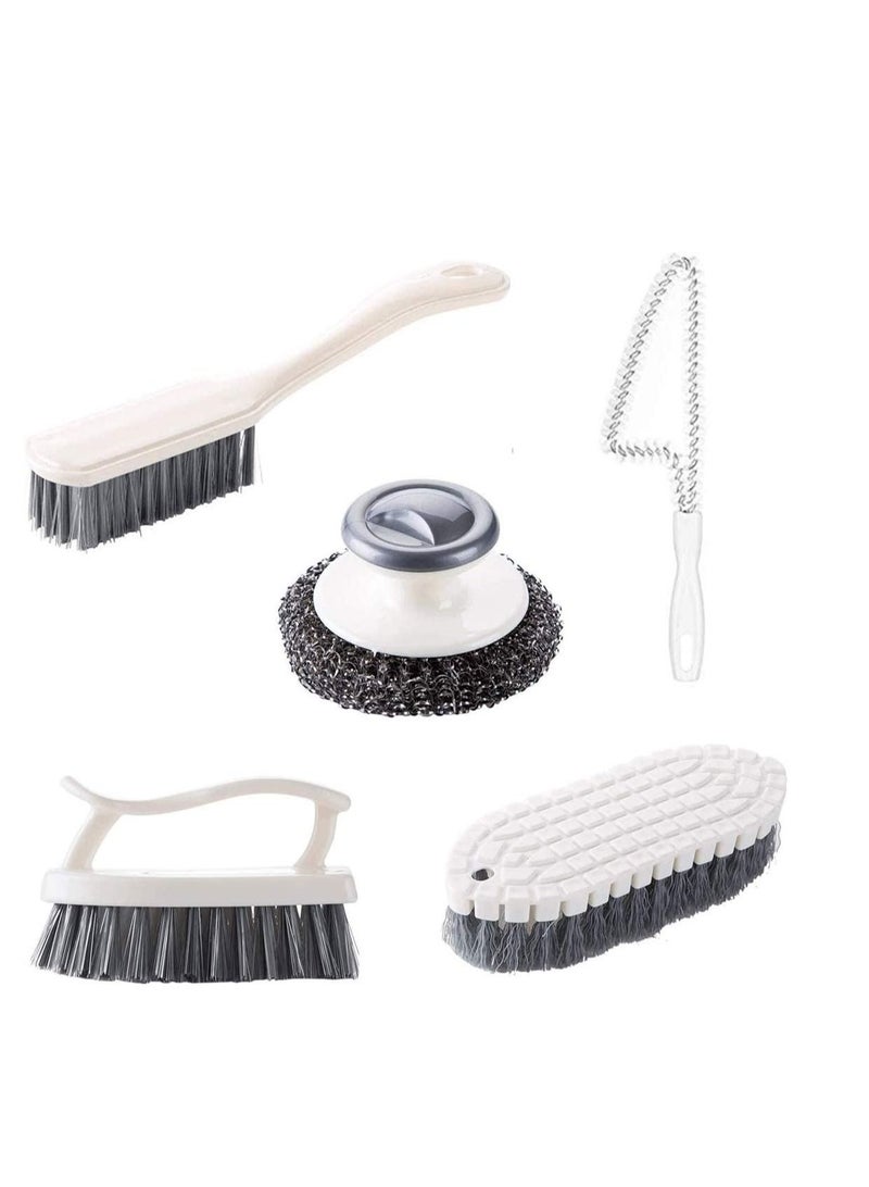 SYOSI Dish Brush Steel Ball Pot Brush Kitchen Crevice Cleaning Brush with Scraper Bathroom Scrub Brush 5PCS Handle Brushes - Image 1
