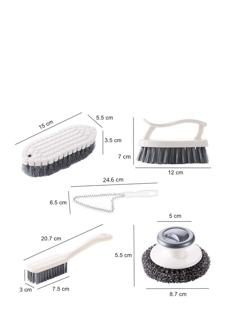 SYOSI Dish Brush Steel Ball Pot Brush Kitchen Crevice Cleaning Brush with Scraper Bathroom Scrub Brush 5PCS Handle Brushes - Image 5