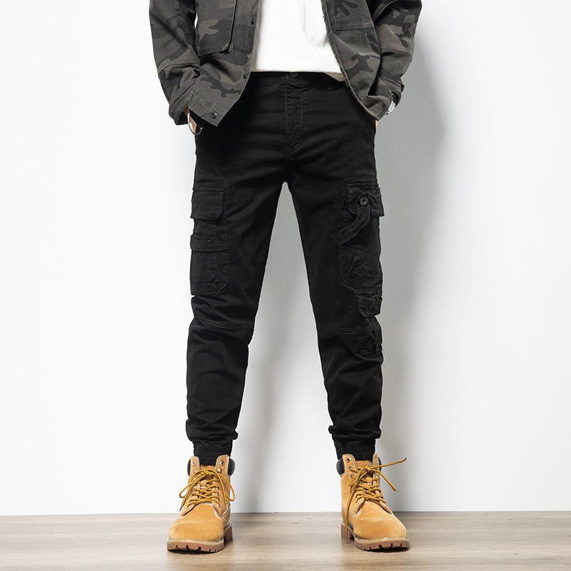 Early Morning Youth Jogger Cargo Multi-Pocket Casual Pants Cotton Solid Color Men'S 2024 Trendy Casual Pants - Image 4