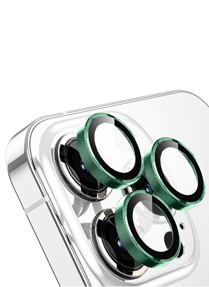 CHAPPELINE - Apple iPhone 16 Pro / iPhone 16 Pro Max 2024 CHAPPELINE Premium Alloy Ring Camera Lens Tempered Glass Protector Shield - Clear/Green - Image 1