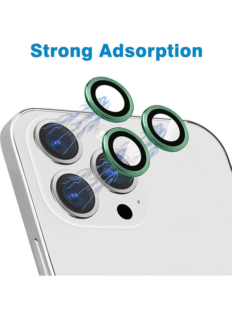 CHAPPELINE - Apple iPhone 16 Pro / iPhone 16 Pro Max 2024 CHAPPELINE Premium Alloy Ring Camera Lens Tempered Glass Protector Shield - Clear/Green - Image 1