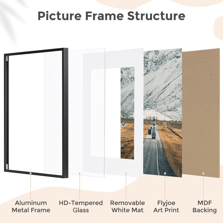 FLYJOE A5 Picture Frame Black - High-End Metal Frame for Wall, Photo Frame with Mat A6, Poster Frame 5.8x8.3, Aluminum Frame and Real Glass, Diploma, Certificates, Decor, Wall Kit, Black - Image 5