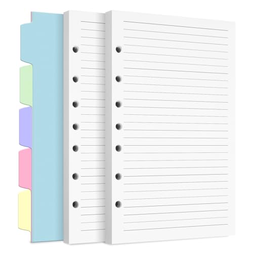 Billtigif A5 Refill Paper, 7-Hole Planner Inserts for A5 Binder Budget Planner Journals Notebook, Loose Leaf Lined Paper with Binder Dividers, 240 Pages 5-1/2" x 8-1/2", White - Image 1
