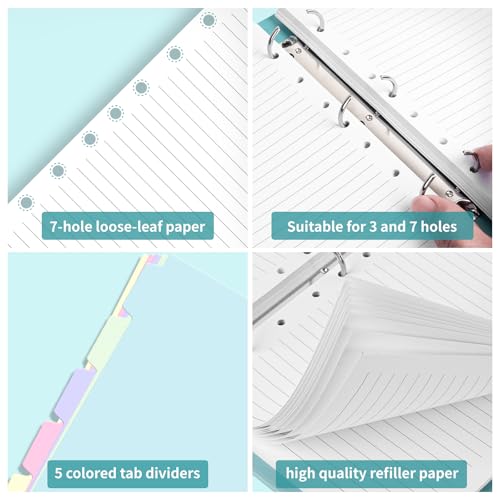 Billtigif A5 Refill Paper, 7-Hole Planner Inserts for A5 Binder Budget Planner Journals Notebook, Loose Leaf Lined Paper with Binder Dividers, 240 Pages 5-1/2" x 8-1/2", White - Image 3