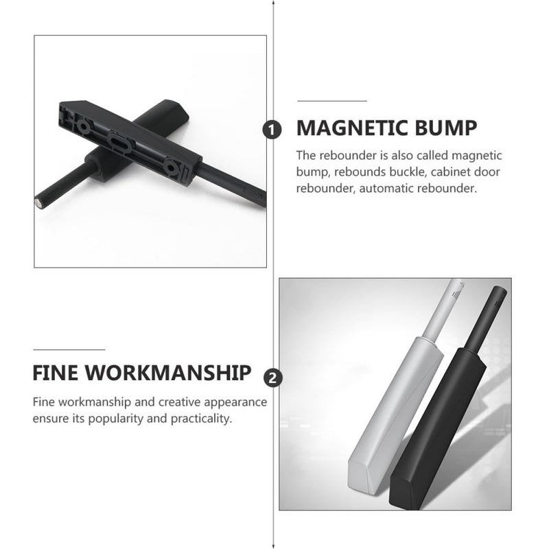 4Pcs Black Push Latch Cabinet Door Closer Set Press Activated Touch Latches For Kitchen Wardrobe - Image 4