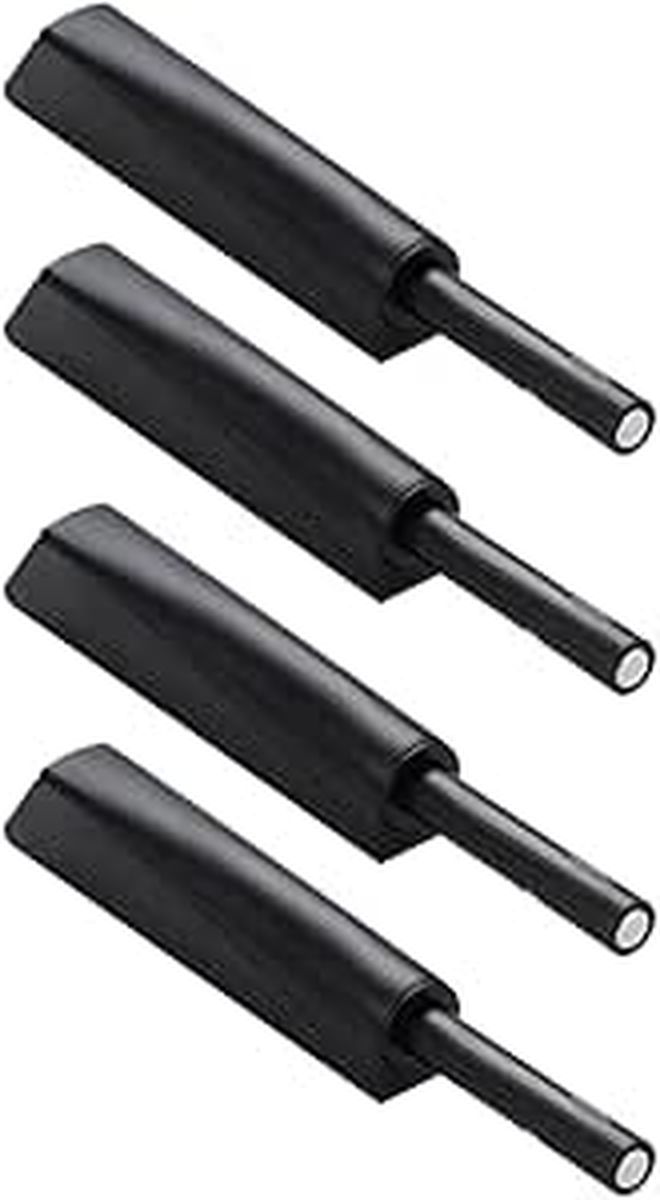 4Pcs Black Push Latch Cabinet Door Closer Set Press Activated Touch Latches For Kitchen Wardrobe - Image 1