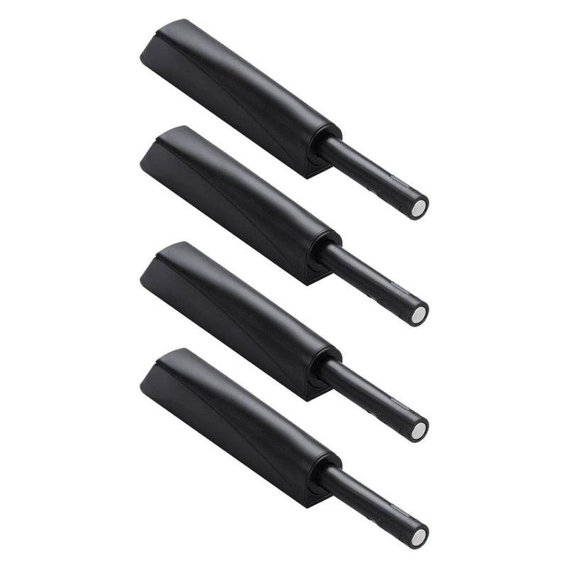 4Pcs Black Push Latch Cabinet Door Closer Set Press Activated Touch Latches For Kitchen Wardrobe - Image 2