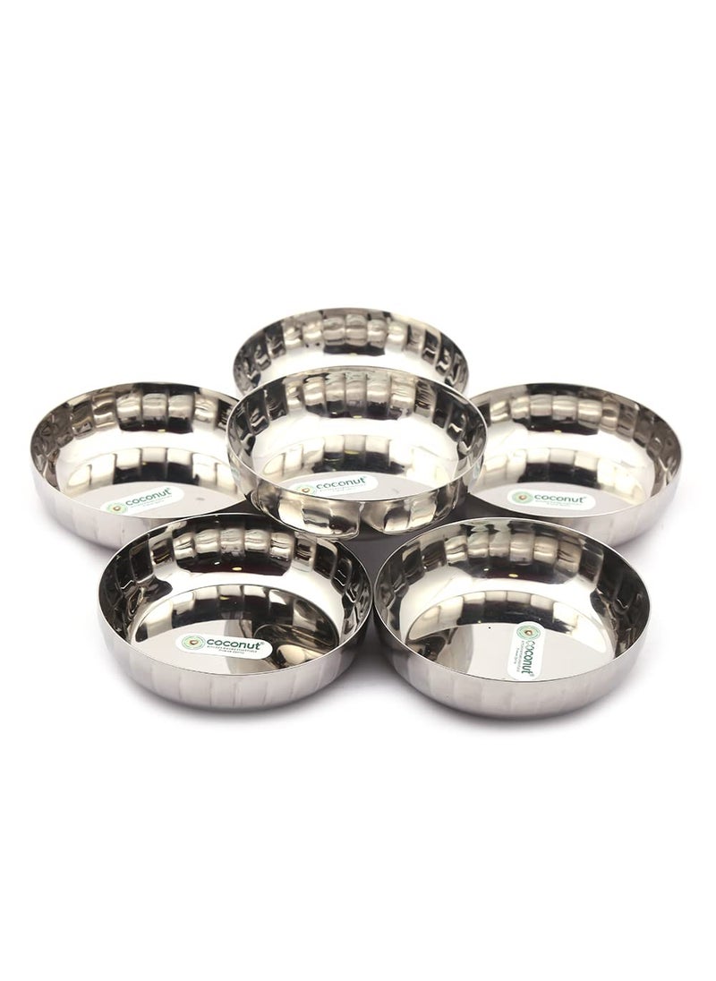 Coconut coconut Stainless Steel Citrus Halwa Plate/Serving Plates/Snacks Plate - Small - Pack of 6 (Diameter - 12.5Cm)  - Image 1