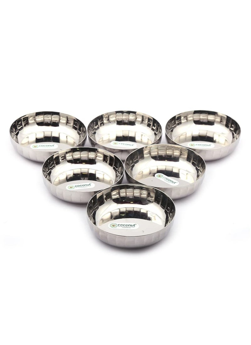 Coconut coconut Stainless Steel Citrus Halwa Plate/Serving Plates/Snacks Plate - Small - Pack of 6 (Diameter - 12.5Cm)  - Image 3