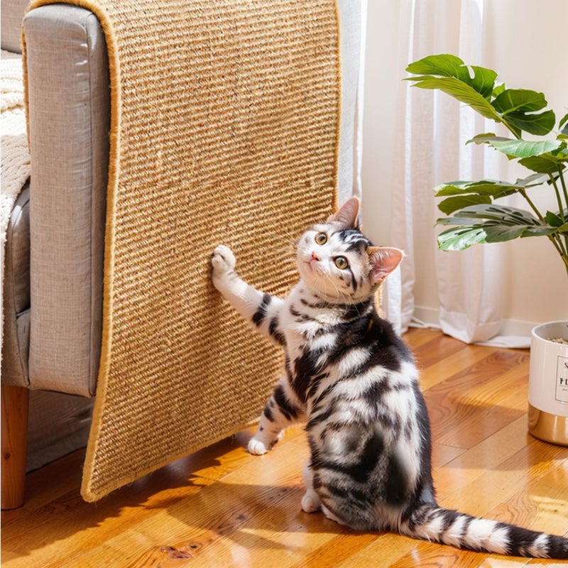 Vertical Wall-Mounted Sisal Cat Scratcher Pad - Durable, Non-Shedding Pet Claw Grinding Mat - Image 1