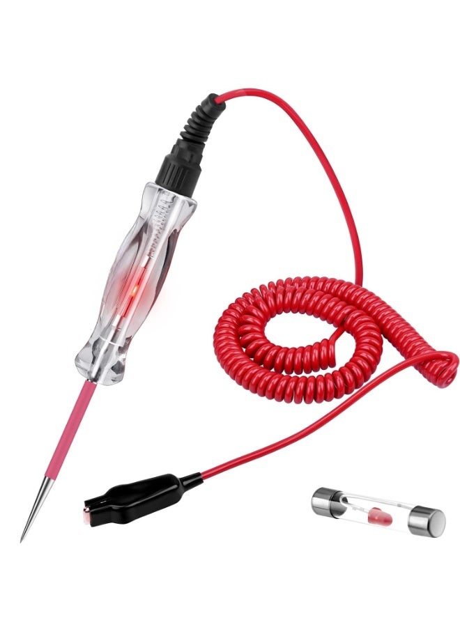 LED Bulb Automotive Circuit Tester, 3-48V Test Light with 135 Inch PU Extended Spring Wire, Sharp Hard Steel Probe Vehicle Circuits Low DC Voltage Light Tester - Image 1