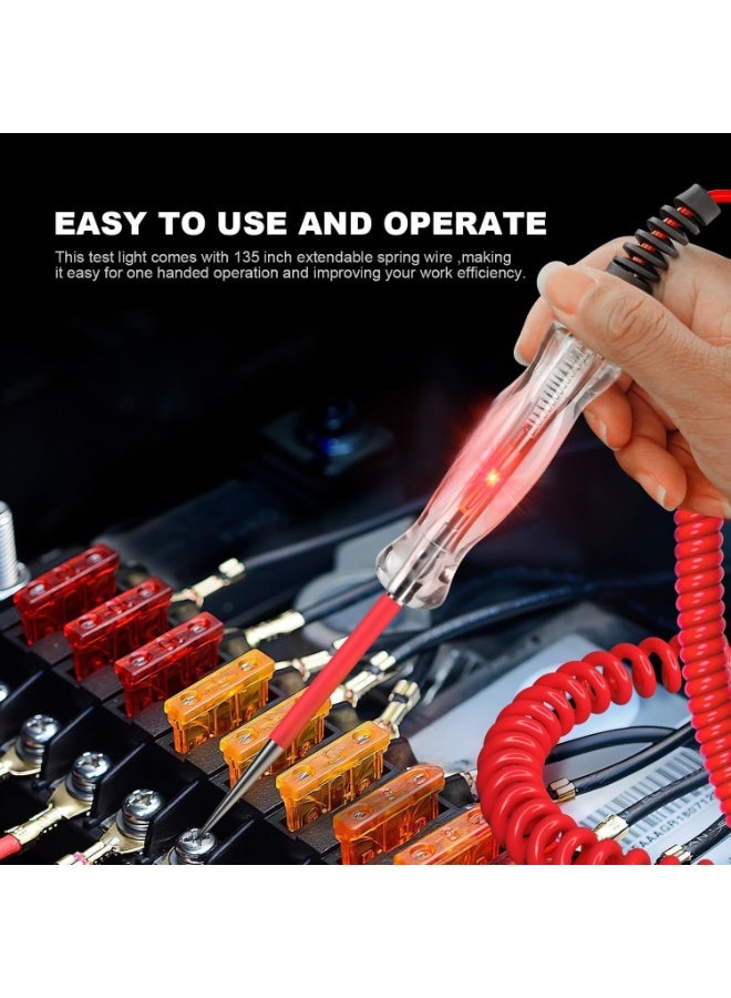 LED Bulb Automotive Circuit Tester, 3-48V Test Light with 135 Inch PU Extended Spring Wire, Sharp Hard Steel Probe Vehicle Circuits Low DC Voltage Light Tester - Image 4